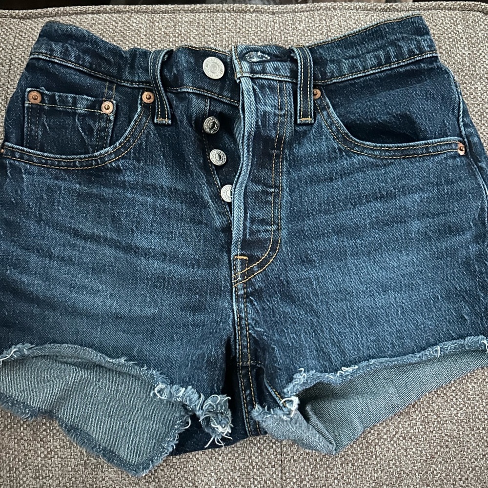 ICONIC Levi's Dark Blue Buttonfly High Waisted Jean Shorts NWOT